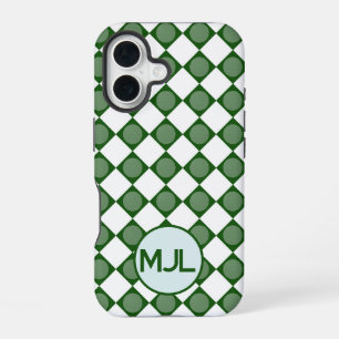 Classic Argyle Pattern with Custom Monogram iPhone 16 Case