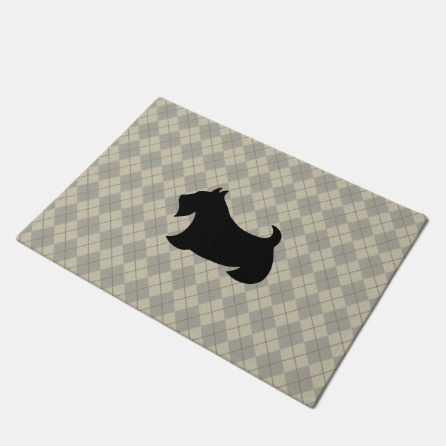 Classic Argyle Scottish Terrier Doormat (Angled)
