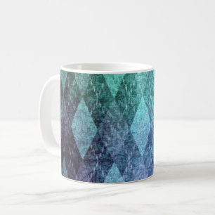 Classic argyle vintage blue green diamond pattern coffee mug