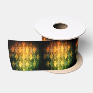 Classic argyle vintage green gold diamond pattern satin ribbon