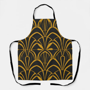 Classic Art Deco Fan Pattern Black Gold Roaring  Apron