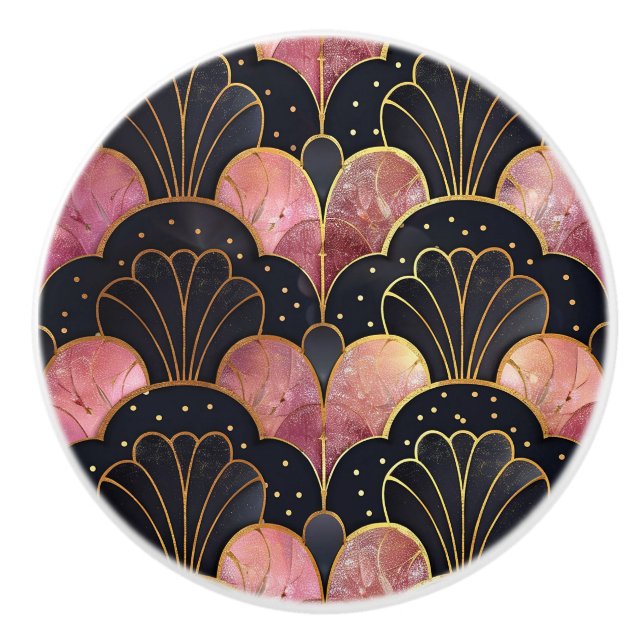 Classic Art Deco Fan Pattern Ceramic Knob (Front)