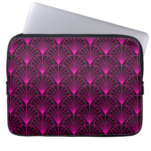 Classic Art Deco Pattern in Pink and Black Laptop Sleeve