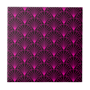 Classic Art Deco Pattern in Pink and Black Tile