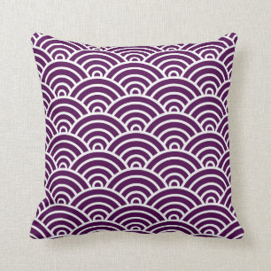 Classic Art Deco Scales in Plum and White Cushion