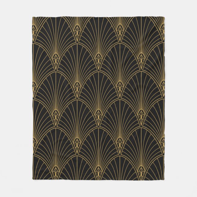 Classic Art Deco Seamless Pattern. Geometric Styli Fleece Blanket (Front)