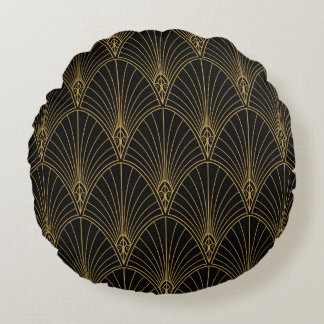 Classic Art Deco Seamless Pattern. Geometric Styli Round Cushion