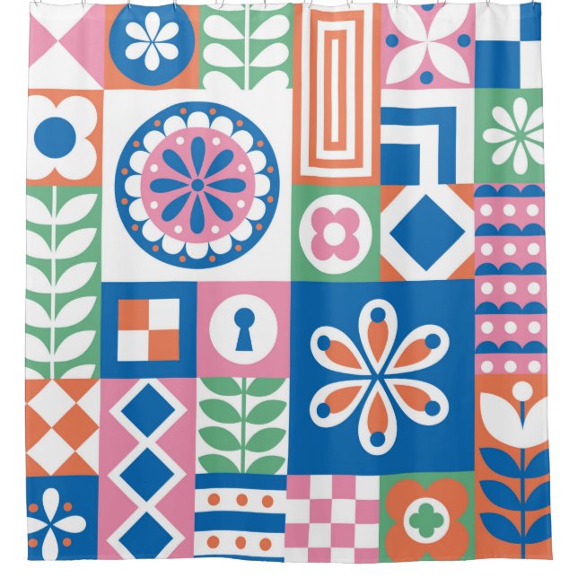 Classic Art Deco Seamless Pattern. Geometric Styli Shower Curtain (Front)