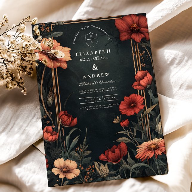 Classic Art Nouveau Floral Wedding Invitation (Creator Uploaded)