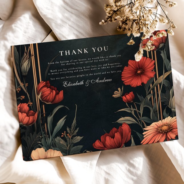 Classic Art Nouveau Floral Wedding Thank You Card (Creator Uploaded)