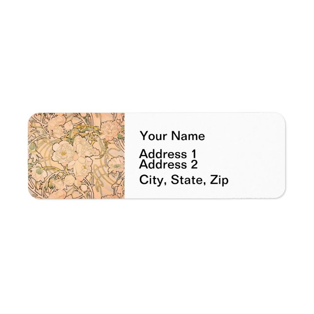 Classic Art Nouveau Peony Garden Pattern by Mucha (Front)