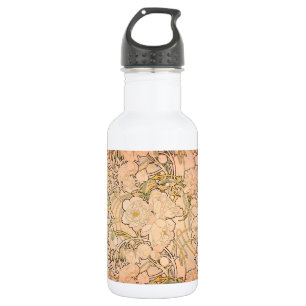 Classic Art Nouveau Peony Garden Pattern by Mucha 532 Ml Water Bottle