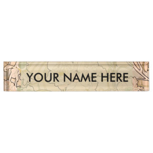 Classic Art Nouveau Peony Garden Pattern by Mucha Nameplate