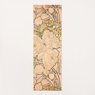 Classic Art Nouveau Peony Garden Pattern by Mucha Yoga Mat