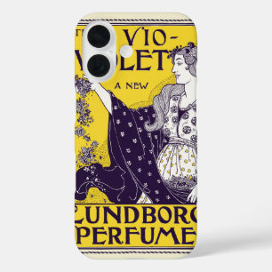 Classic Art Nouveau Woman Purple Flowers Artwork iPhone 16 Case