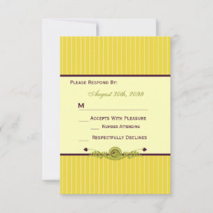 Classic Art Nouveau Yellow and Purple Wedding RSVP Card
