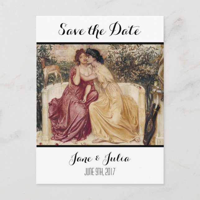 Classic Art Save the Date (Two Women) Announcement Postcard (Front)