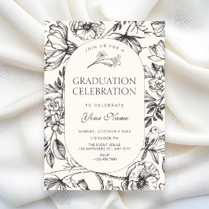 Classic artistic floral graduation invitation