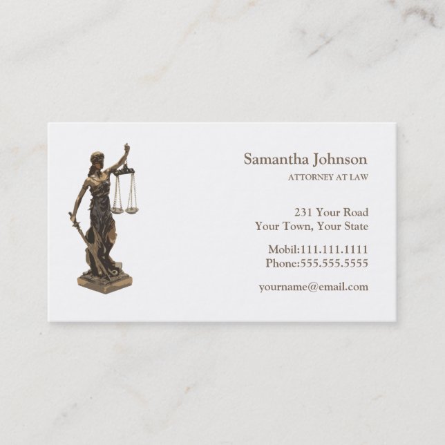 Classic ATTORNEY AT LAW | Scales of Justice Business Card (Front)