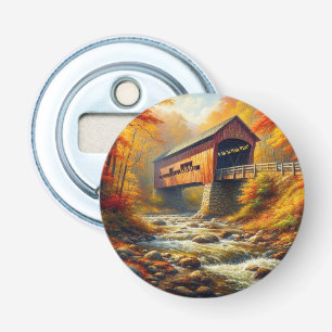 classic, autumn covered bridge bottle opener
