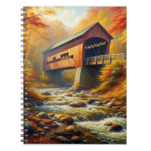 classic, autumn covered bridge notebook