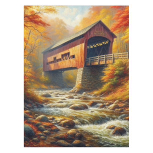 classic, autumn covered bridge tablecloth