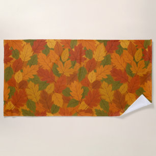Classic Autumn/fall leaves patterned Beach Towel