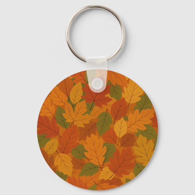Classic Autumn/fall leaves patterned  Key Ring (Front)