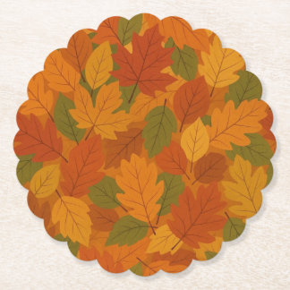 Classic Autumn/fall leaves patterned  Paper Coaster