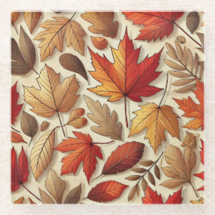 classic Autumn leaves Glass Coaster