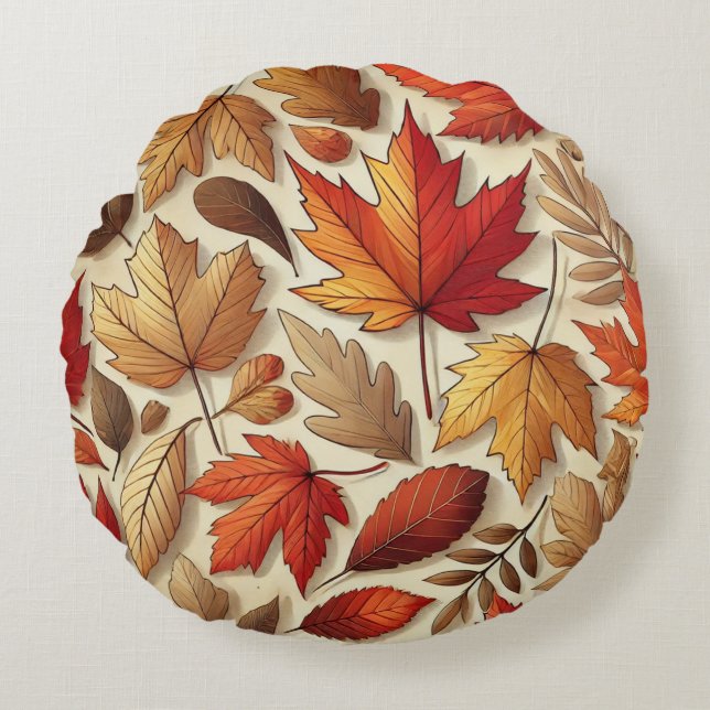 classic Autumn leaves Round Cushion (Front)