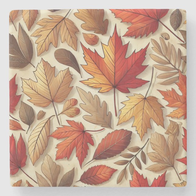 classic Autumn leaves Stone Coaster (Front)