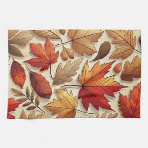 classic Autumn leaves Tea Towel