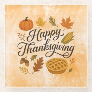 Classic Autumn/Thanksgiving Glass Coaster