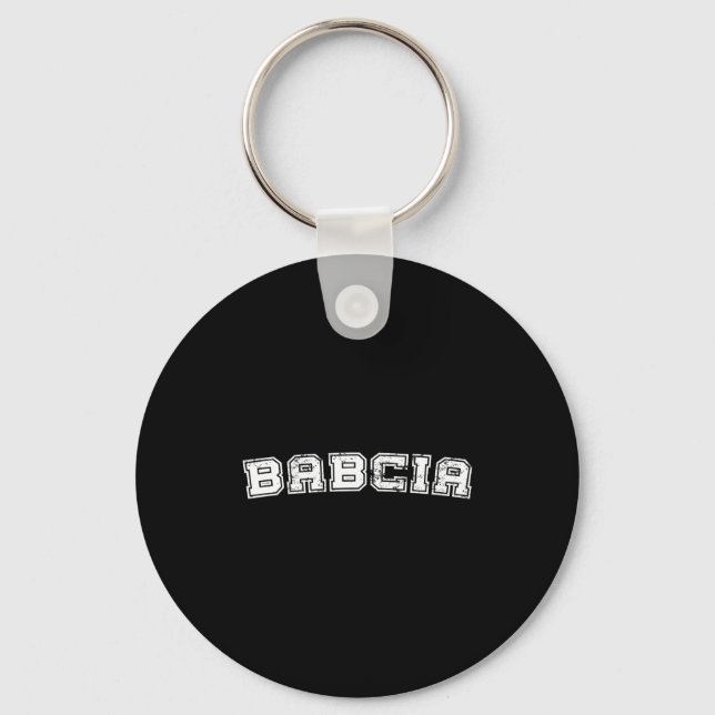 Classic babcia varsity college style graphic key ring (Front)