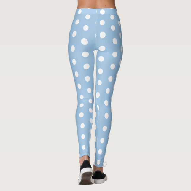 Classic Baby Blue & White Polka Dot Leggings (Back)