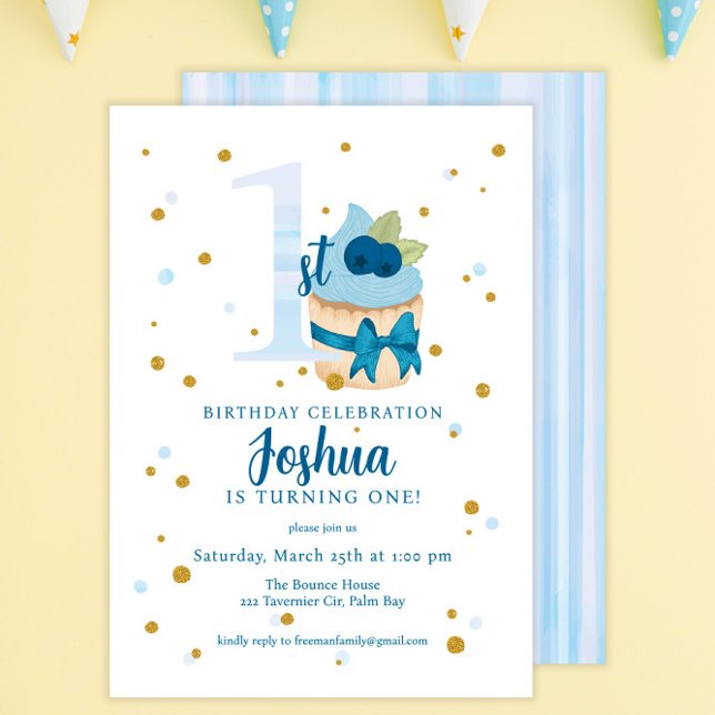 Classic Baby Boy 1st Birthday Party Invitation (Creator Uploaded)