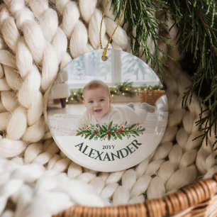 Classic Baby’s First Christmas Photo Ceramic Tree Decoration