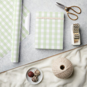 Classic Baby Shower Pastel Green Gingham & Plaid Wrapping Paper