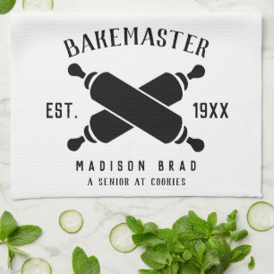 Classic Bake Master mother's day custom black text Tea Towel