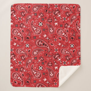 Classic Bandanna Red Paisley Sherpa Blanket