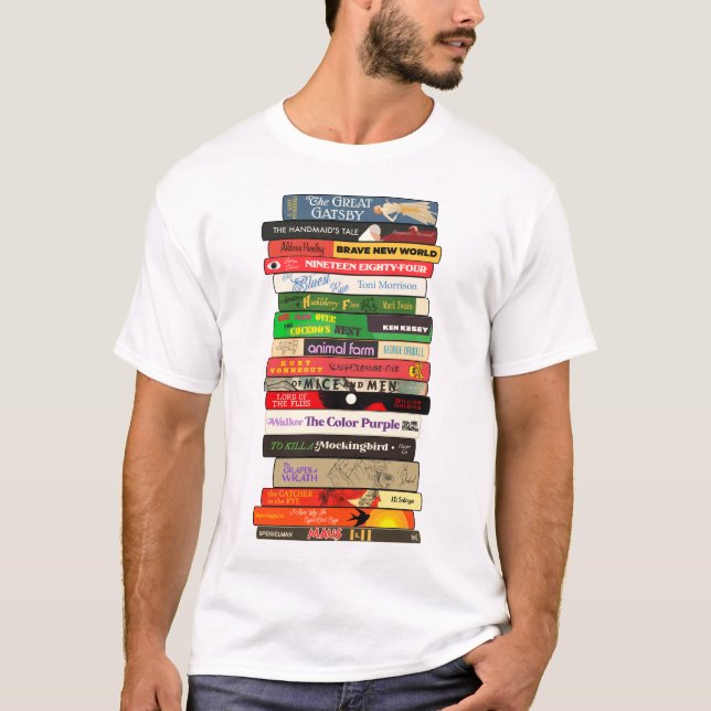 Classic Banned Books Stack T-Shirt (Front)