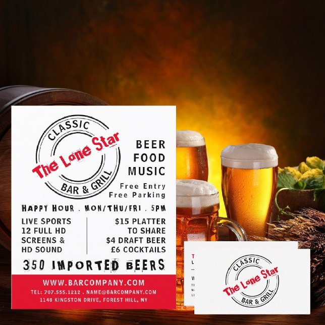 Classic Bar & Grill Logo, Pub/Brewery Advertising Flyer (Creator Uploaded)