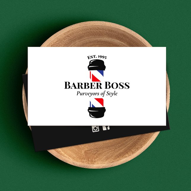 Classic Barber Pole Barbershop Business Card (Creator Uploaded)