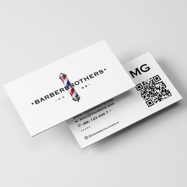 Classic Barber Pole Red White Blue  Business Card (Classic Barber Pole Red White Blue Business Card
)