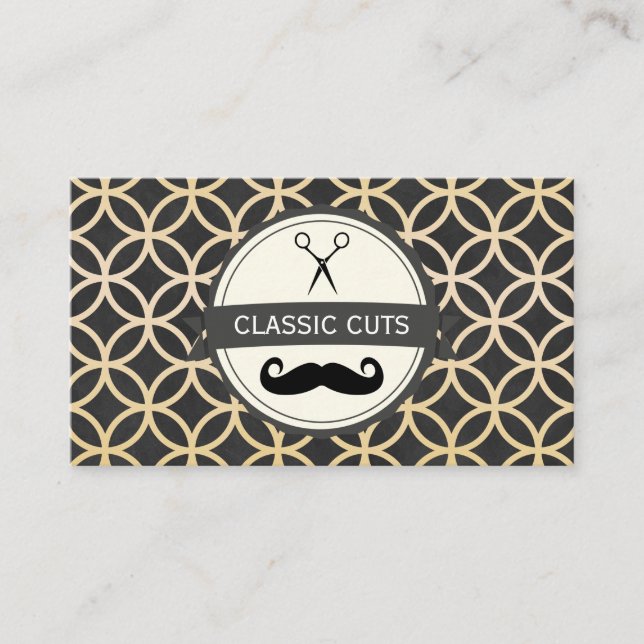 Classic Barber Shop Circle Pattern Business Card (Front)
