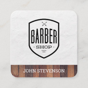 Classic Barber Shop Wood Trim Square Business Card