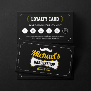 Classic Barbershop Hair Cut Shaving Barber Shop Loyalty Card