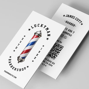 Classic Barbershop Red White Blue Barber Pole Business Card