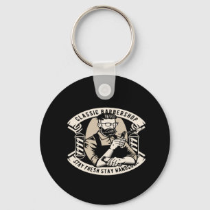 classic barbershop stay fresh stay handsome key ring